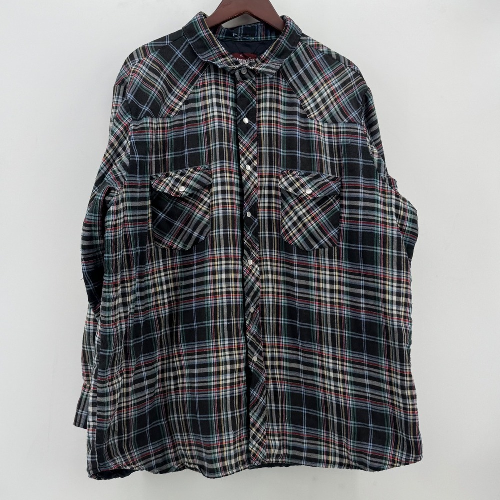 Wrangler Mens XXL Plaid Quilted Lined Western Snap Button Shirt Jacket‎